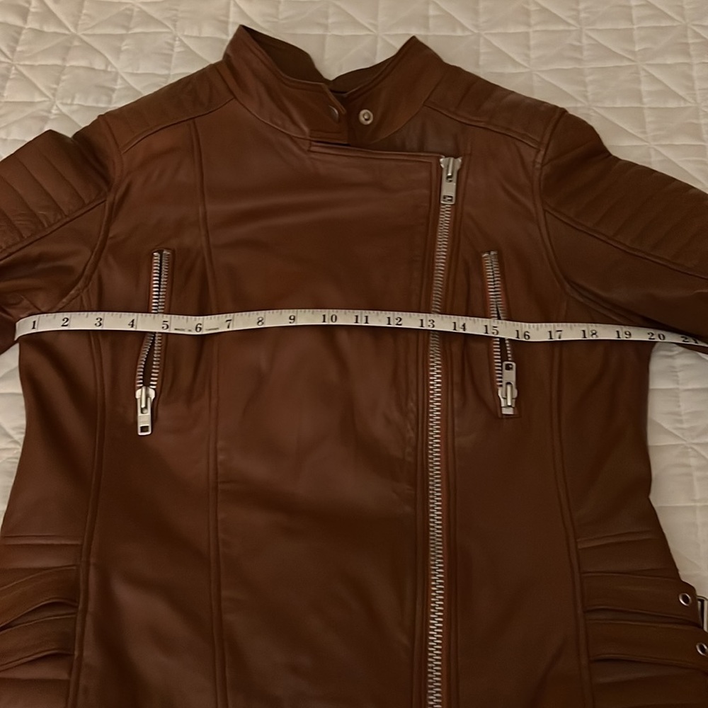 Barney’s deep tan real leather jacket - Picture 13 of 14